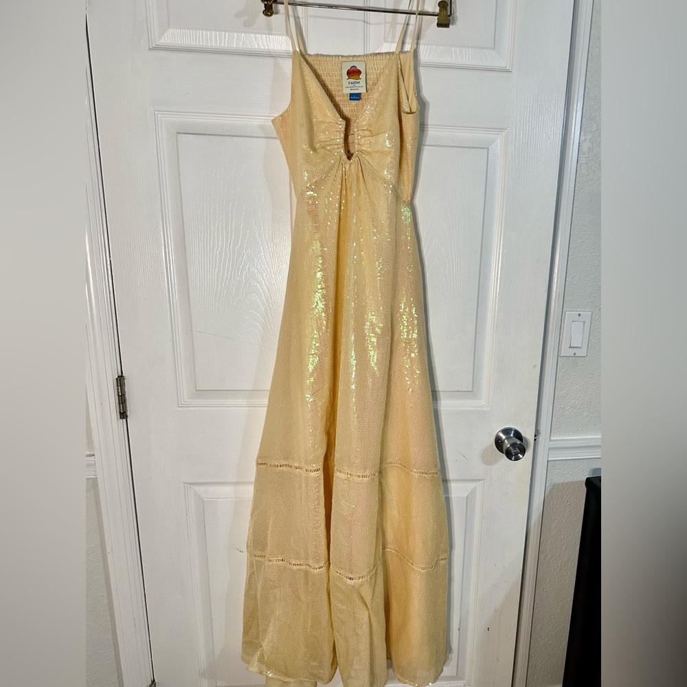 FARM Rio Shimmering Gold Maxi Dress